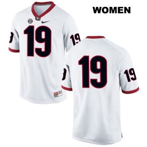 Women's Georgia Bulldogs NCAA #19 Adam Anderson Nike Stitched White Authentic No Name College Football Jersey CQQ7454WG